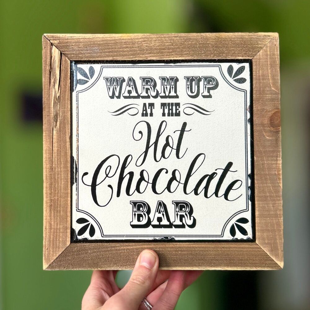 Rustic Hobby Lobby Wooden + Metal Hot Chocolate Bar Accent Sign